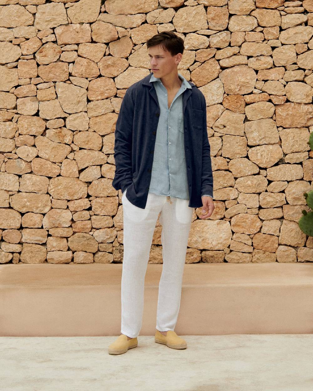 Manebí Organic Terry Cotton Nicolo Shirt - Long Sleeves Navy Negozi Online