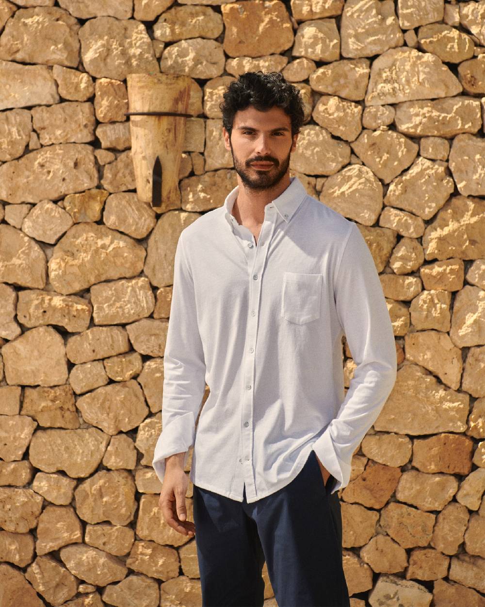 Manebí Organic Cotton Pedro Shirt - Long Sleeves White Acquista Ora