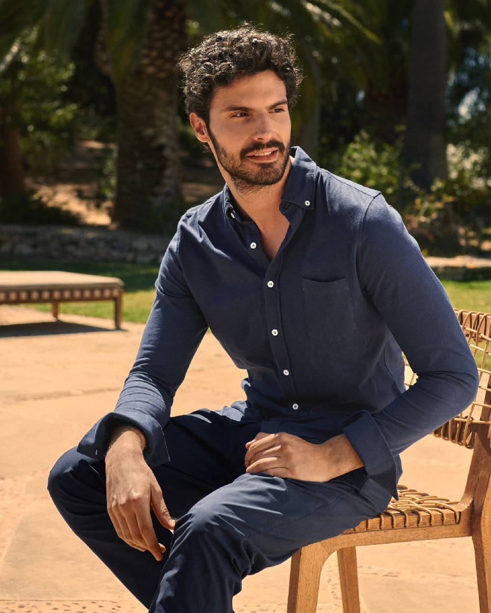 Manebí Organic Cotton Pedro Shirt - Long Sleeves Navy Consegna Veloce