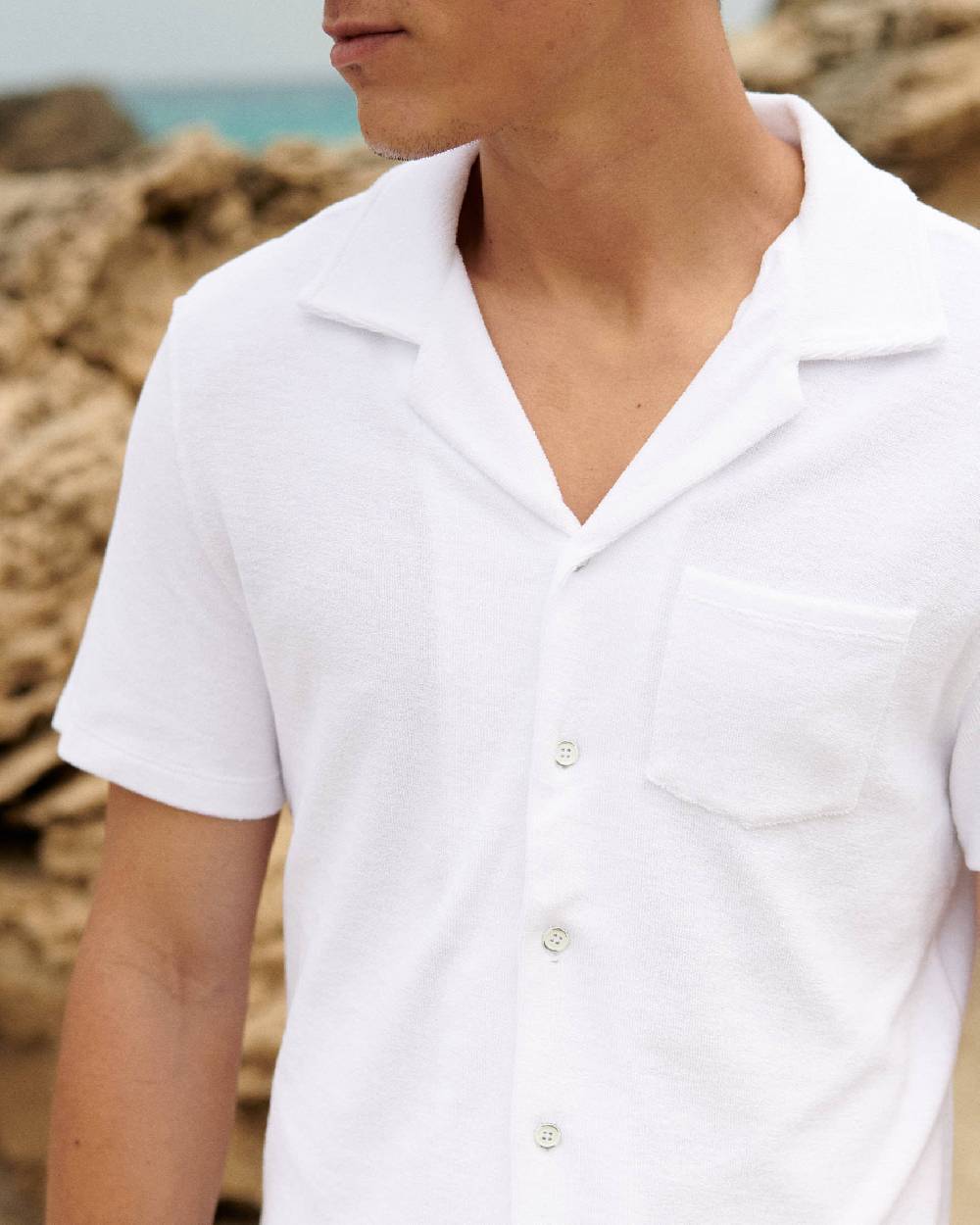 Manebí Organic Terry Cotton|Luigi Shirt - Short Sleeves White Promozione Limitata
