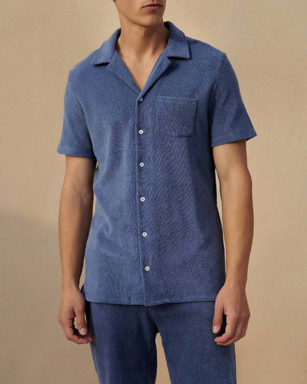 Manebí Organic Terry Cotton|Luigi Shirt - Short Sleeves Night Shadow Blue Presa