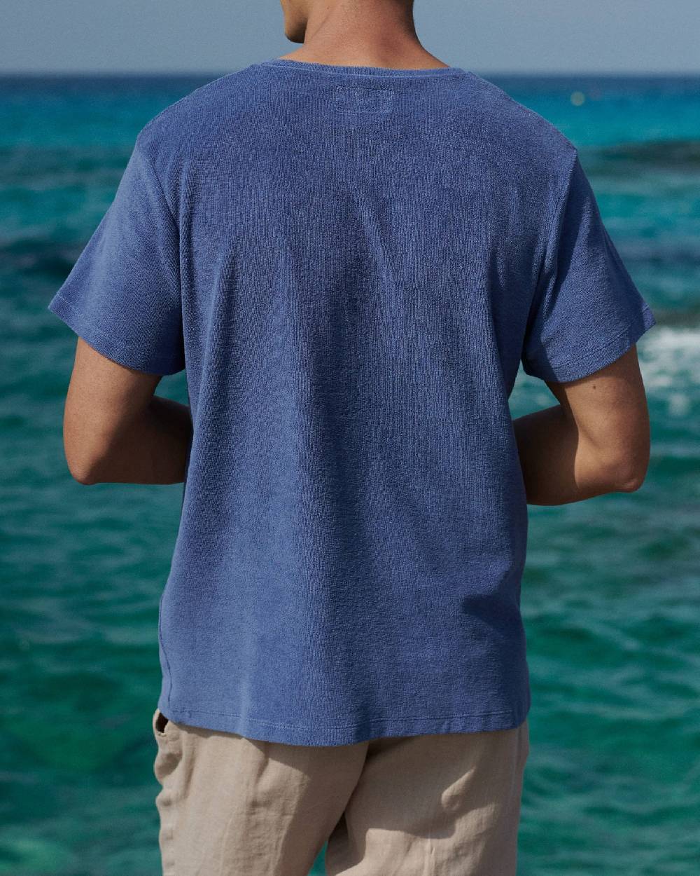 Manebí Organic Cotton|Emilio T-shirt - Round-necked Night Shadow Blue OLD Vendita Economica