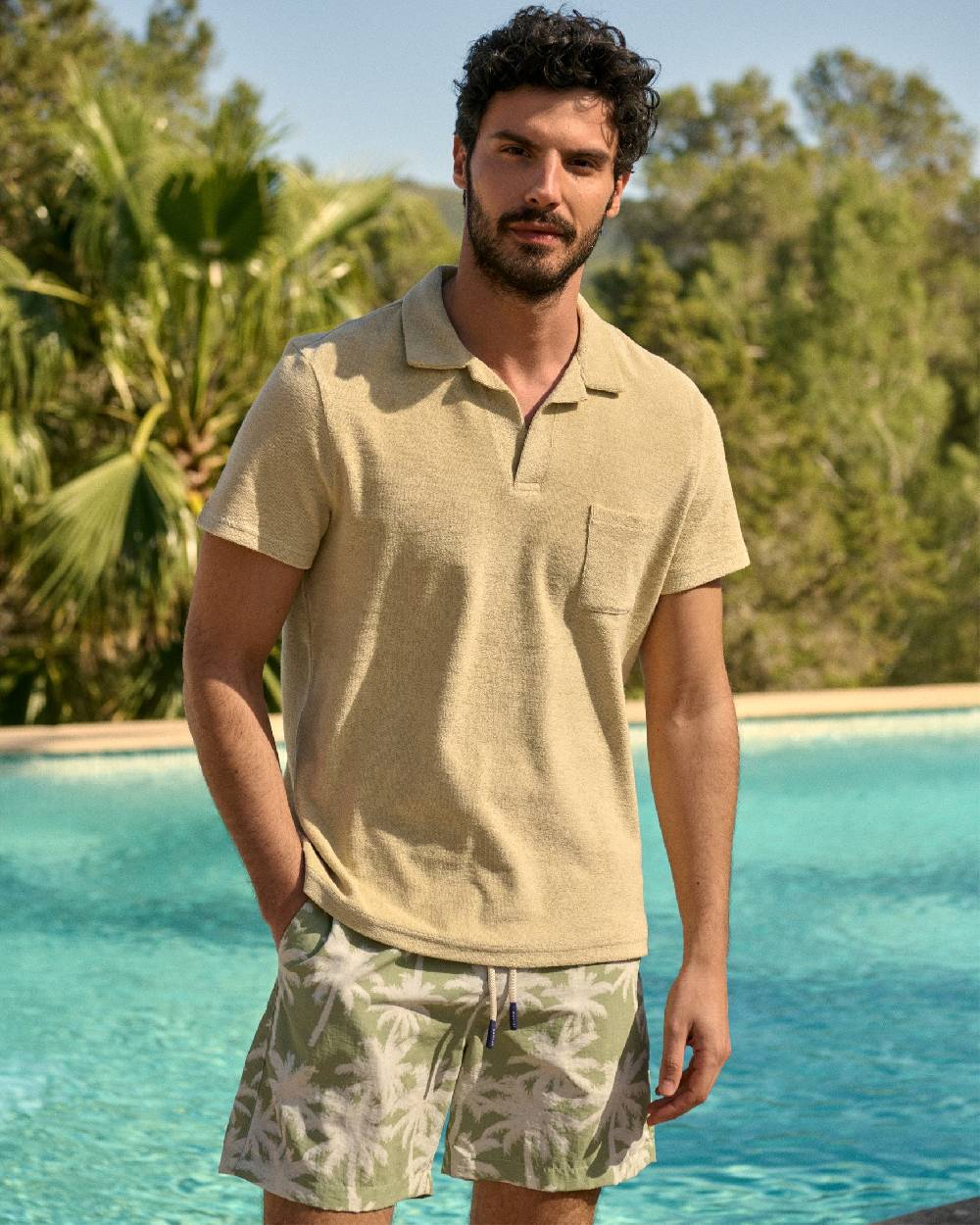Manebí Organic Terry Cotton|Olive Polo Shirt - Short Sleeves Sand I Più Venduti