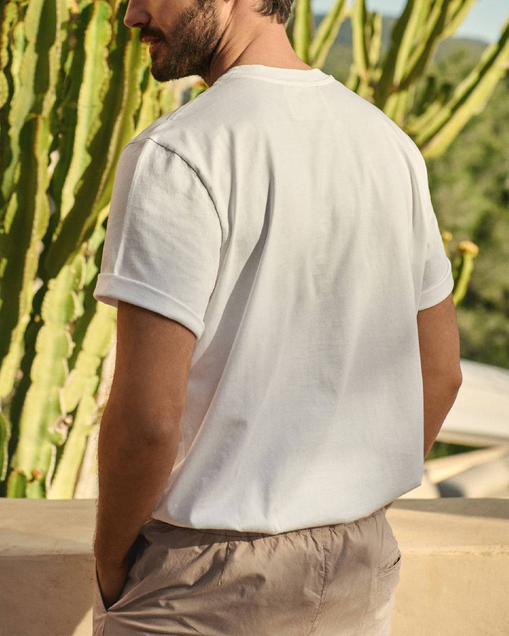 Manebí Jersey L. A. T-Shirt - Embroidered Off White Sand Palms And Logo Embroidery Moda