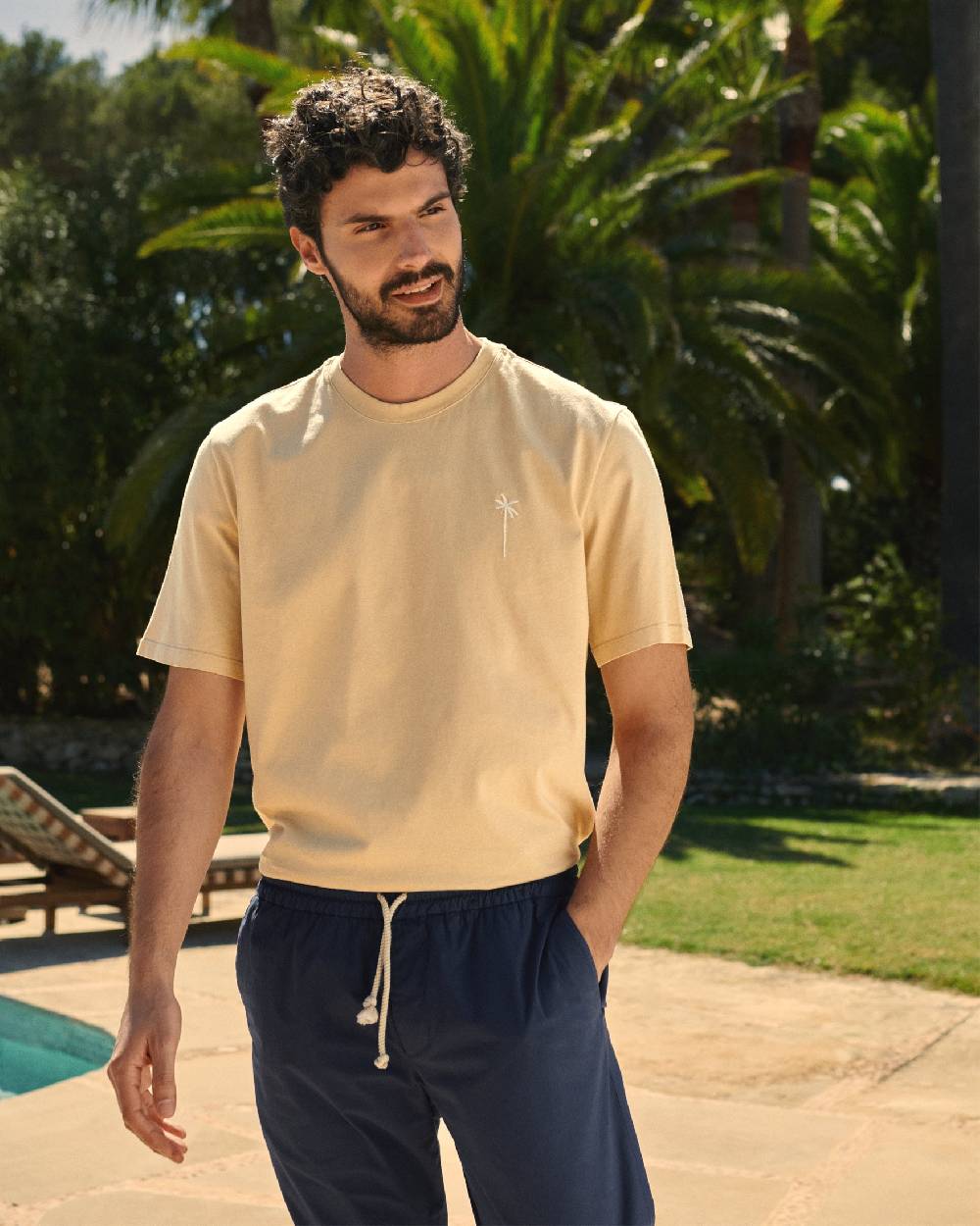 Manebí Jersey L. A. T-Shirt - Embroidered Sand Matching Palm And Back Logo Embroidery Negozio online di fabbrica