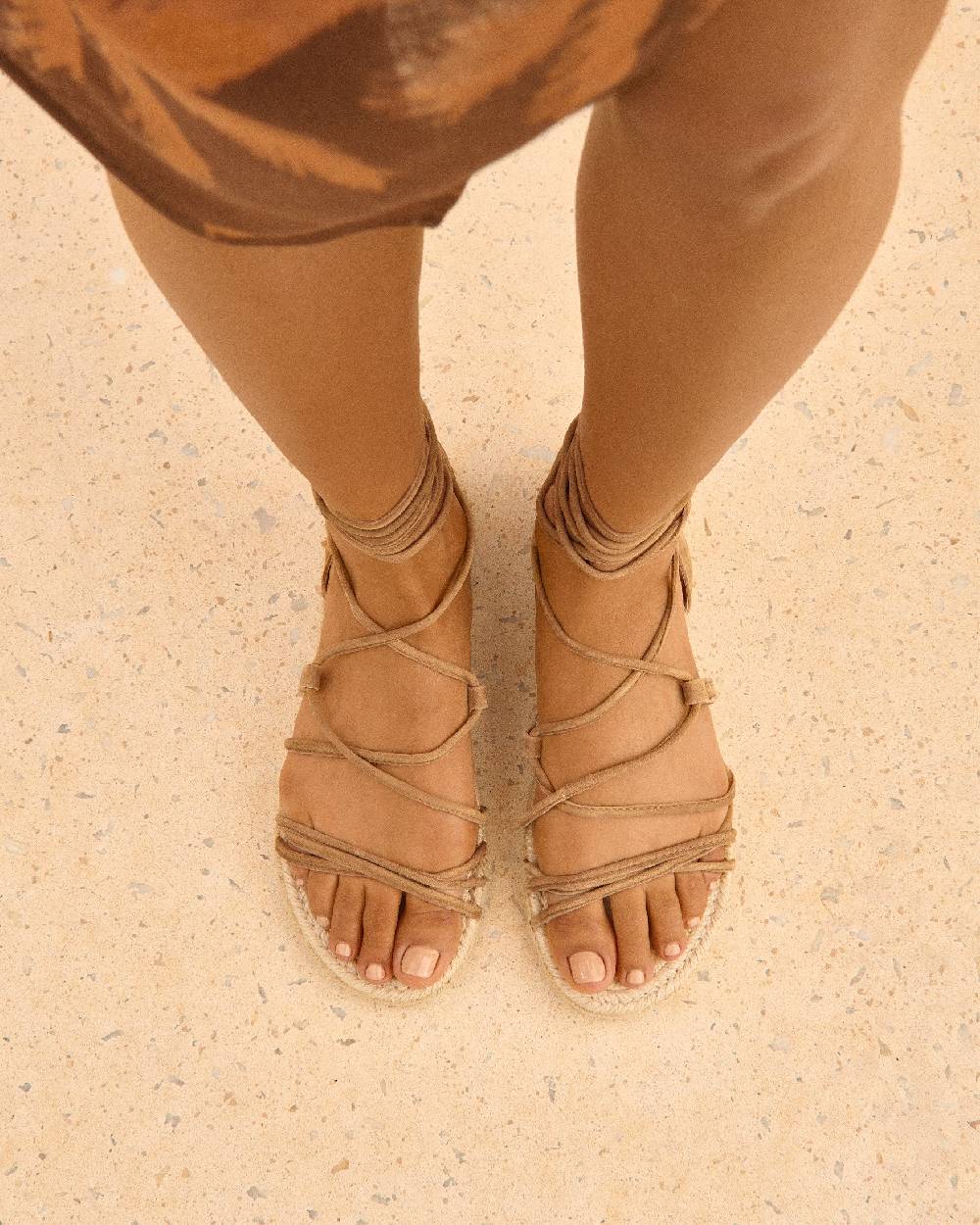 Manebí Suede \u0026 Jute Lace-Up Sandals - Hamptons Tobacco Flash Sale