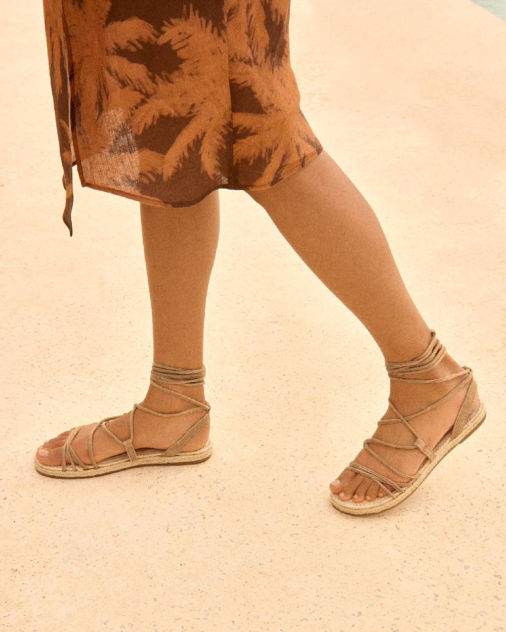 Manebí Suede \u0026 Jute Lace-Up Sandals - Hamptons Tobacco Flash Sale