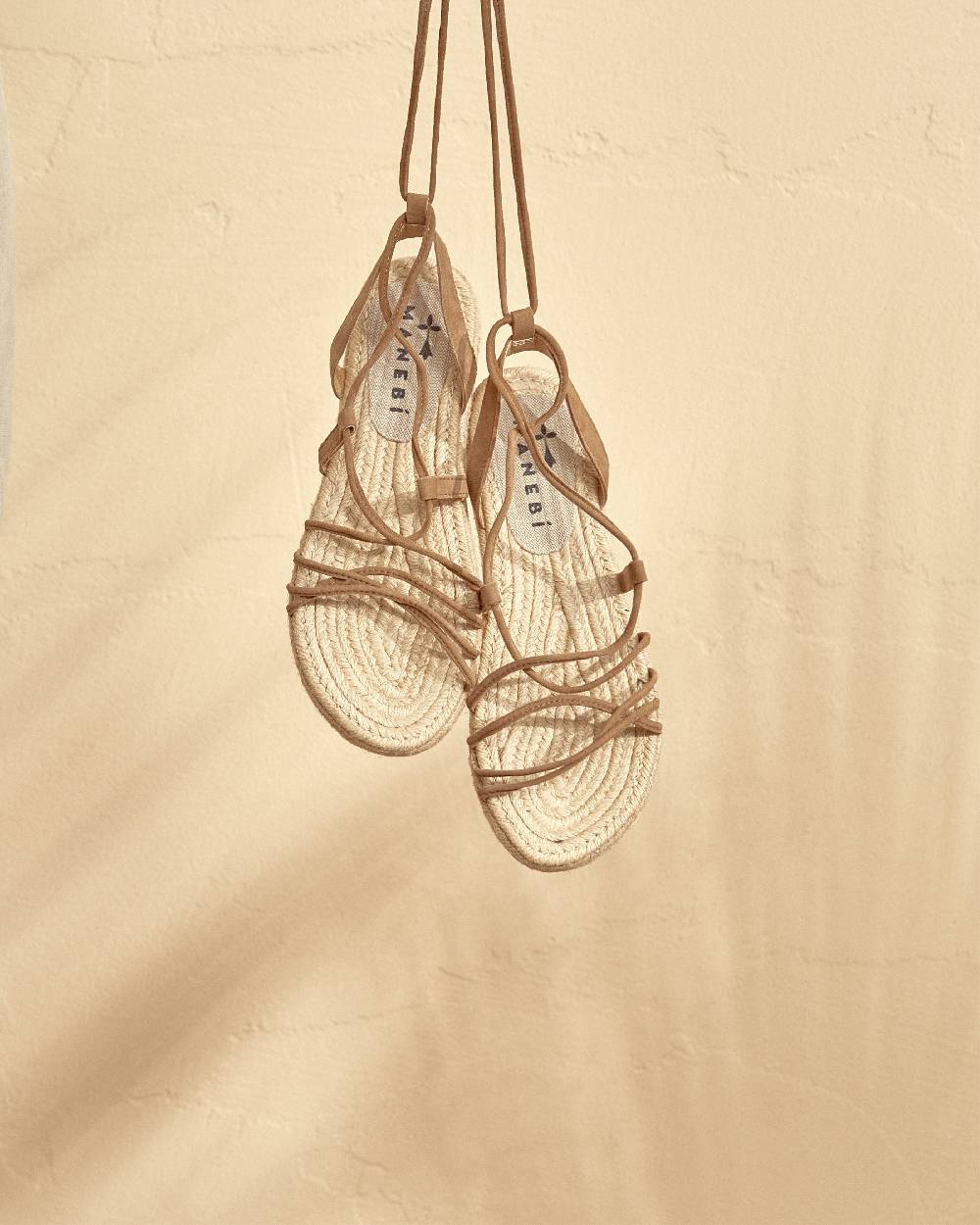 Manebí Suede \u0026 Jute Lace-Up Sandals - Hamptons Tobacco Flash Sale