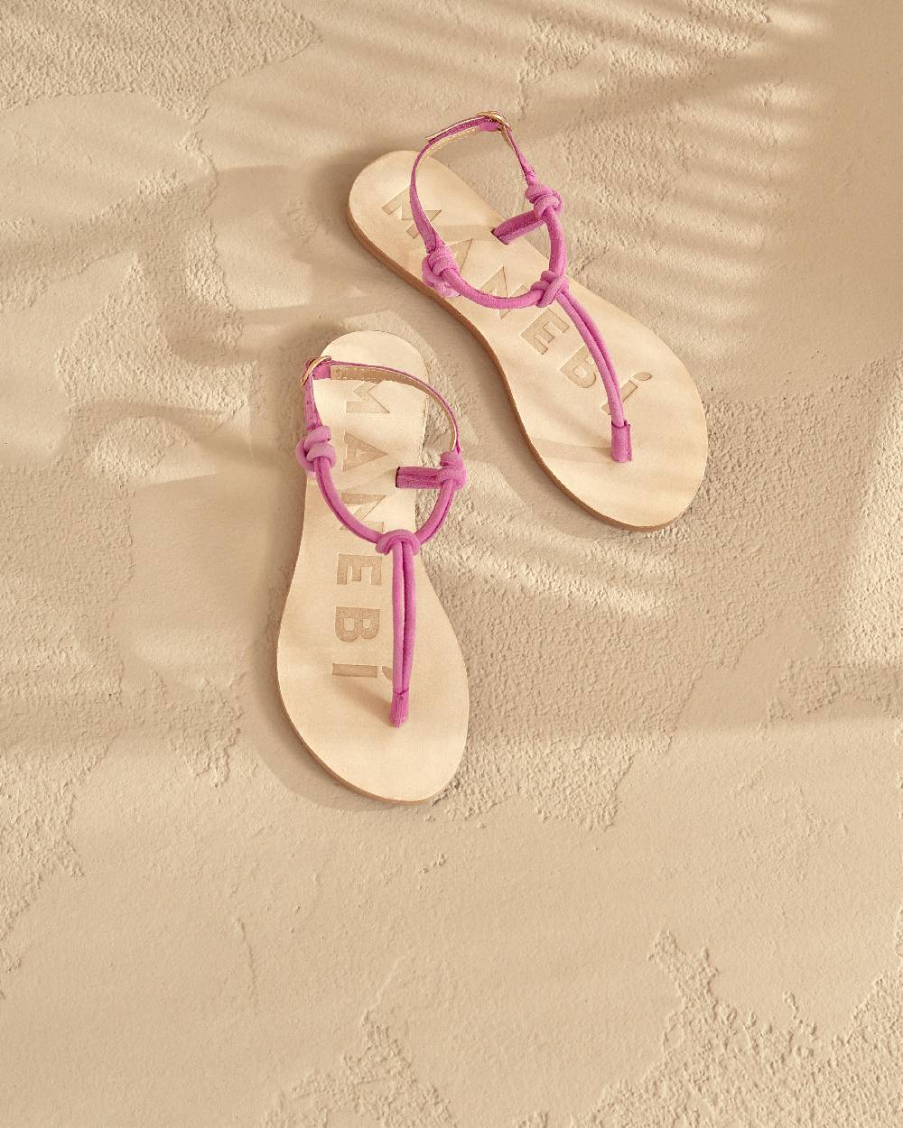 Manebí Suede Leather Sandals - Hamptons Bold Pink Knot Thongs Shopping online