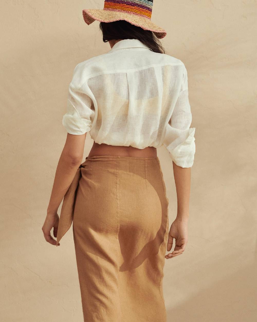 Manebí Linen Lencois Skirt - Wraparound Design with Knot Begonia Offerta natalizia