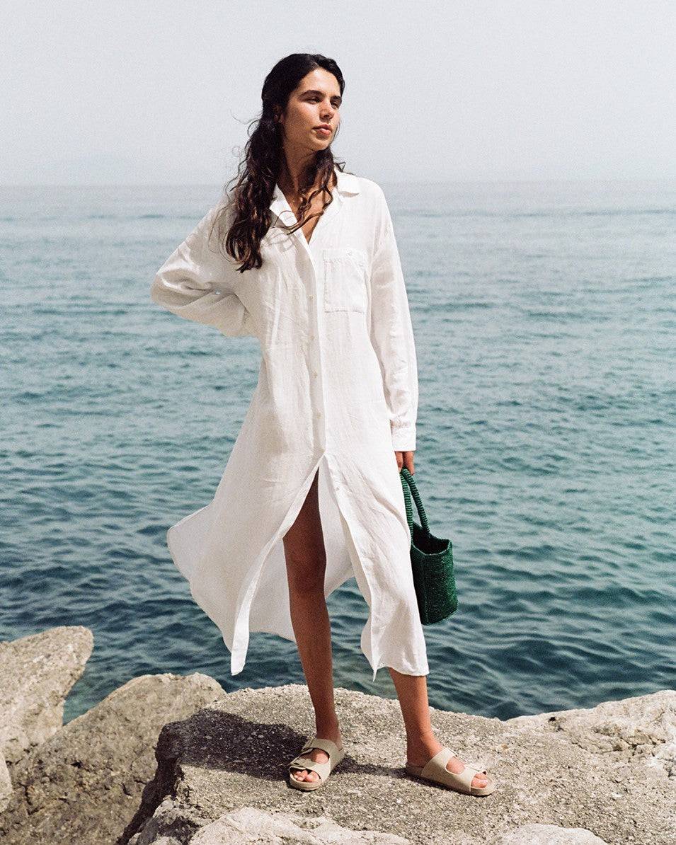 Manebí Portofino Dress - Linen - Off White Offerta Pasqua