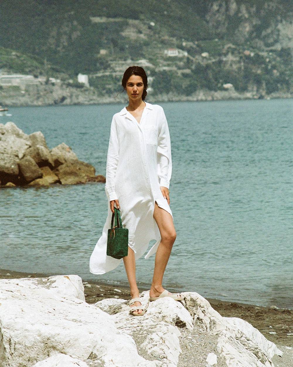 Manebí Portofino Dress - Linen - Off White Offerta Pasqua