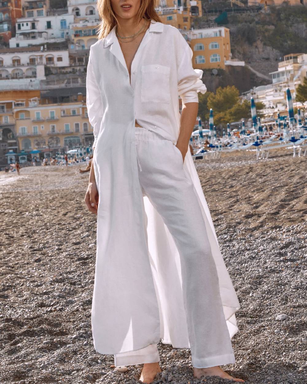Manebí Portofino Dress - Linen - Off White Offerta Pasqua