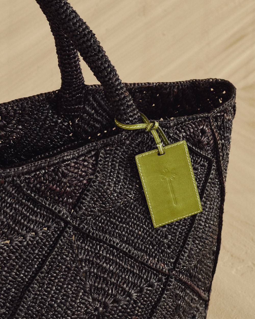 Manebí Raffia Crochet Sunset Bag Large - Leather Tag Black Online Outlet