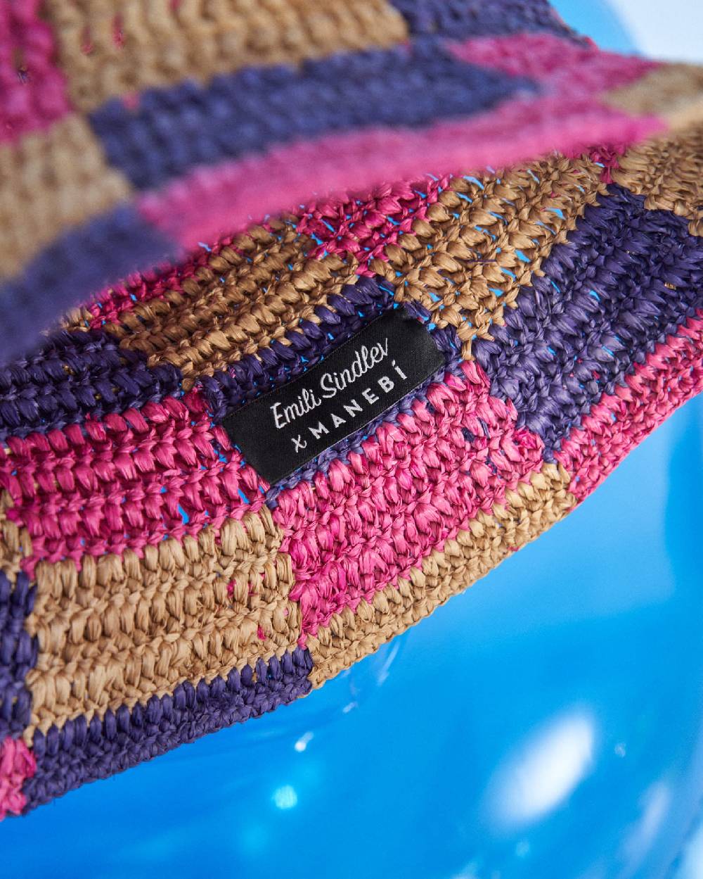 Manebí Raffia Bucket Hat - Embellished Bold Pink and Summer Purple Mix Offerta temporanea