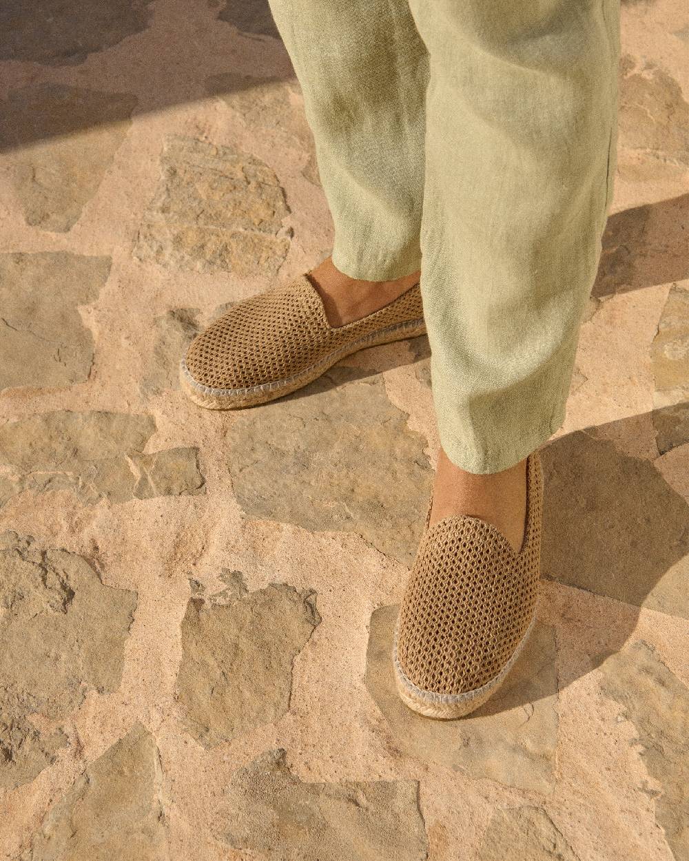 Manebí Woven Cotton Espadrilles - Cannes Beige Net Ritorno libero