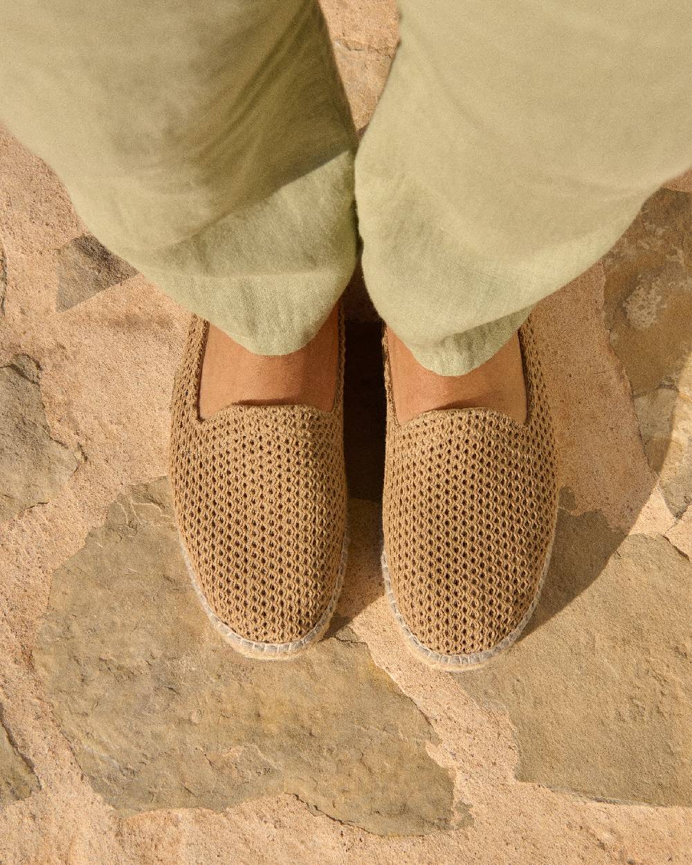 Manebí Woven Cotton Espadrilles - Cannes Beige Net Ritorno libero