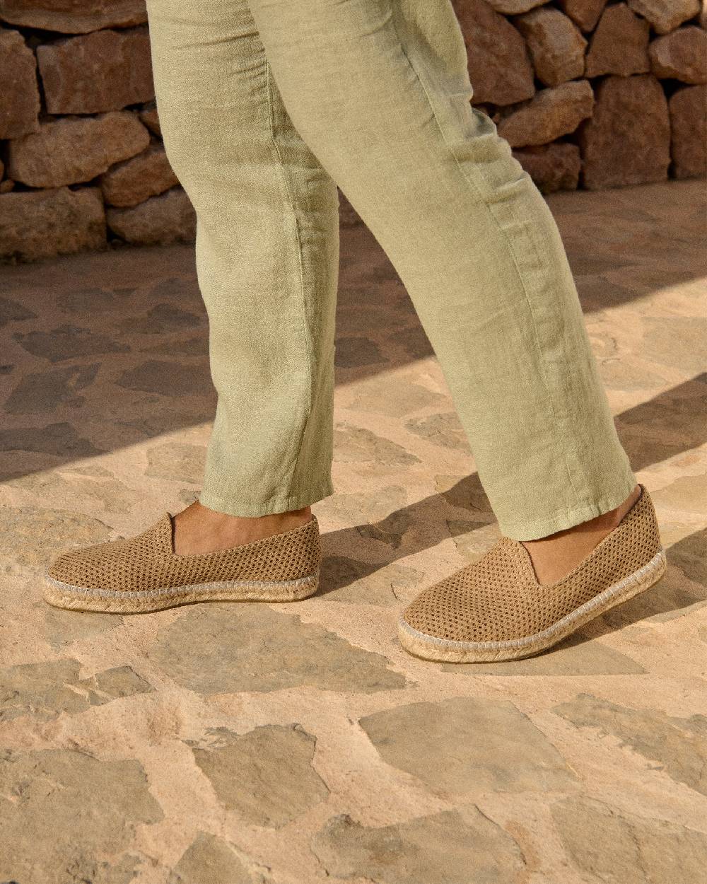 Manebí Woven Cotton Espadrilles - Cannes Beige Net Ritorno libero