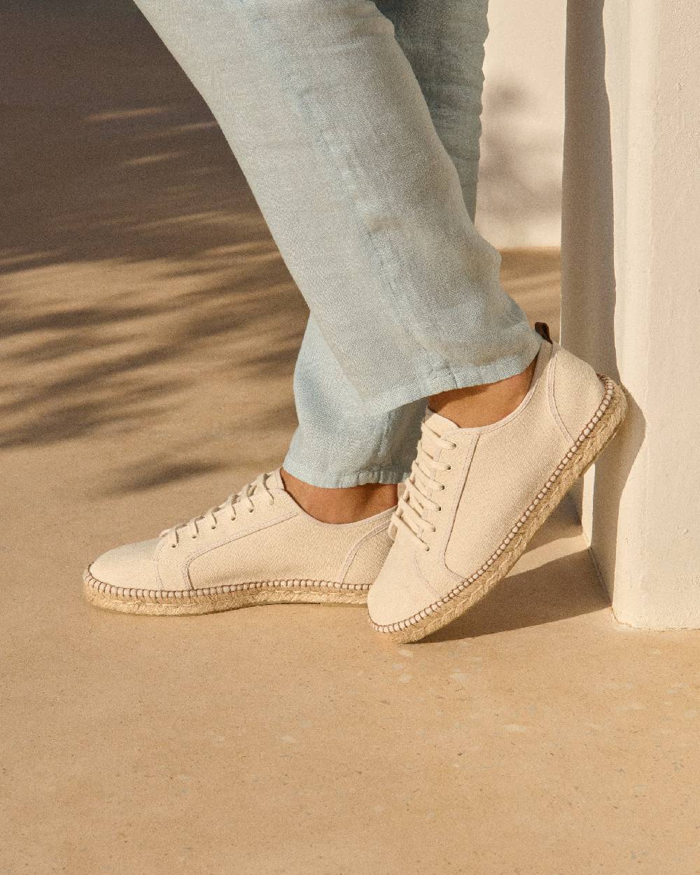 Manebí Cotton Canvas Lace-Up Espadrilles - Yucatán - Natural Rilascio limitato