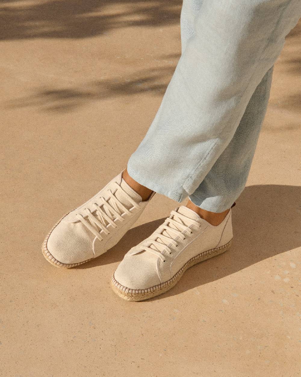 Manebí Cotton Canvas Lace-Up Espadrilles - Yucatán - Natural Rilascio limitato