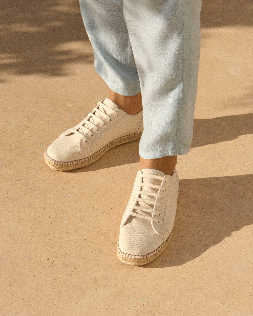 Manebí Cotton Canvas Lace-Up Espadrilles - Yucatán - Natural Rilascio limitato