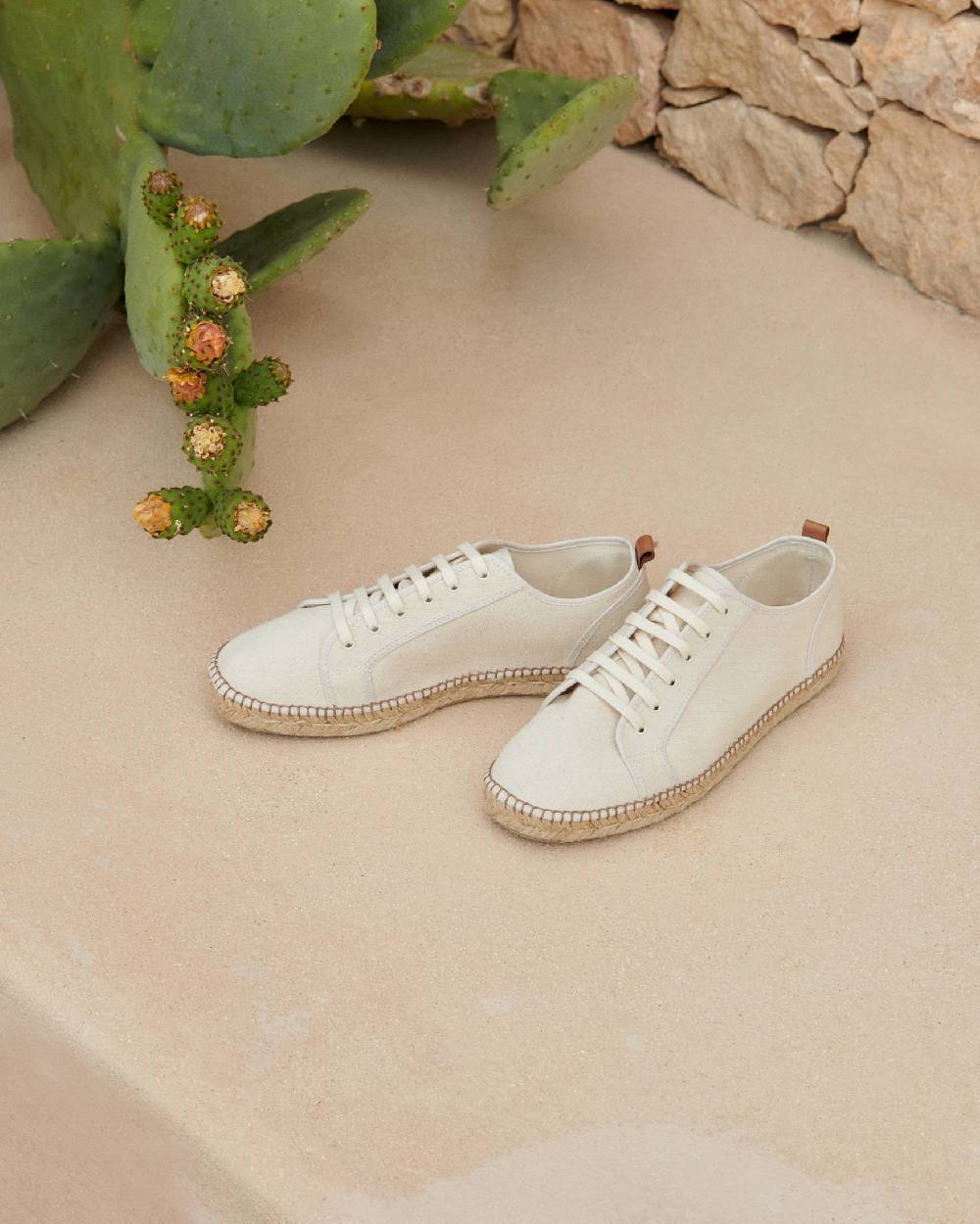 Manebí Cotton Canvas Lace-Up Espadrilles - Yucatán - Natural Rilascio limitato