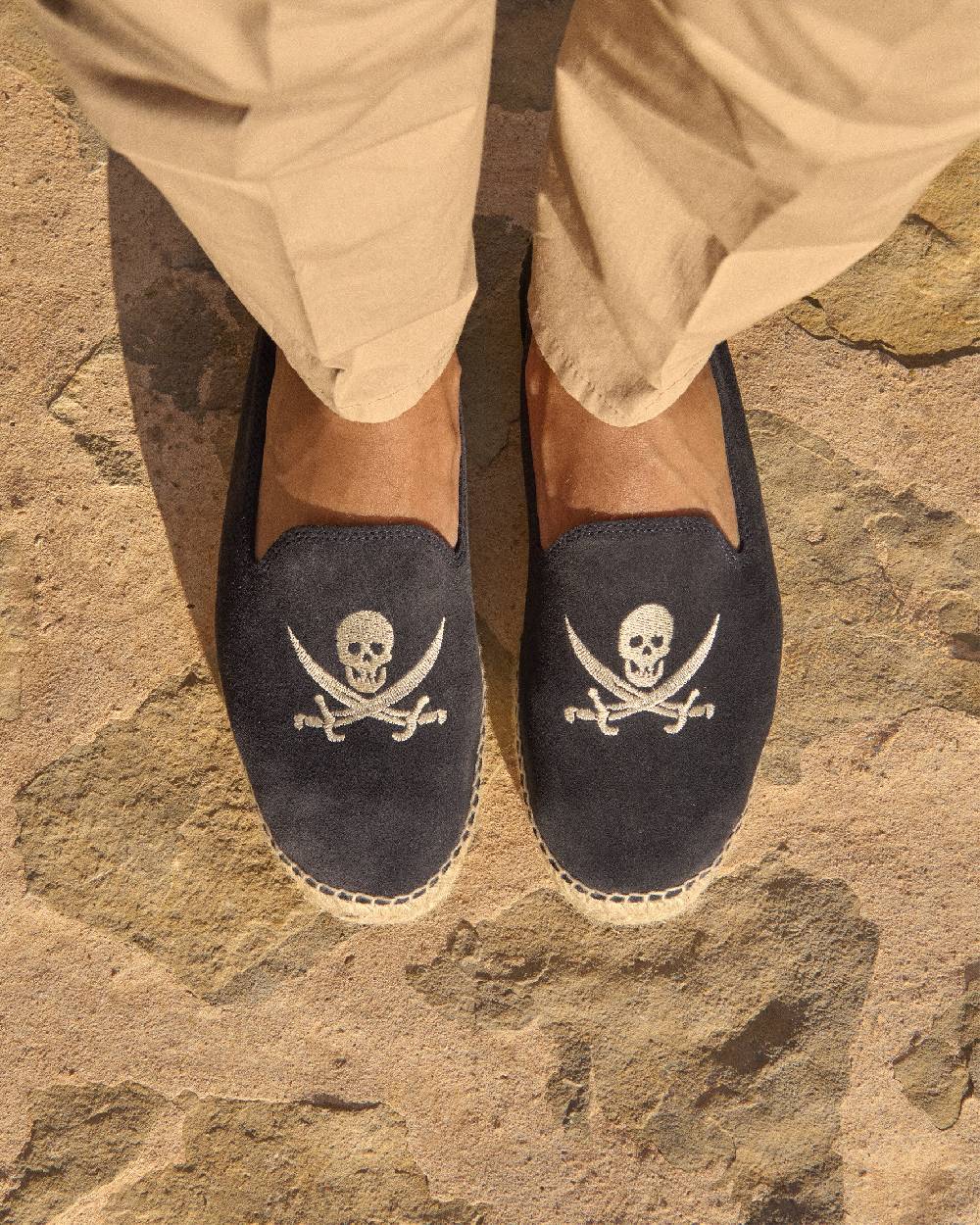 Manebí Suede Espadrilles - Palm Springs Patriot Blue + White Skull Promozione temporanea