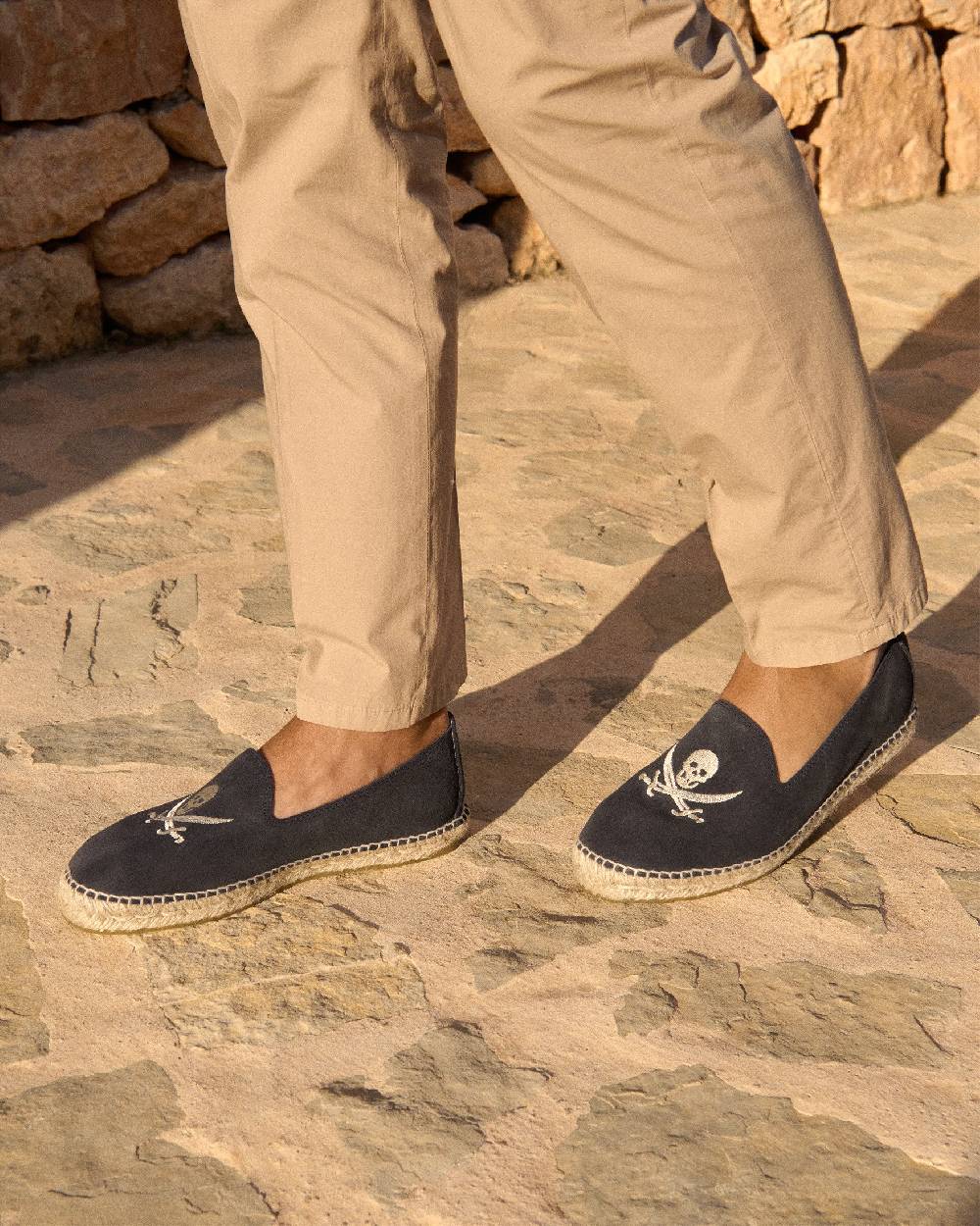 Manebí Suede Espadrilles - Palm Springs Patriot Blue + White Skull Promozione temporanea