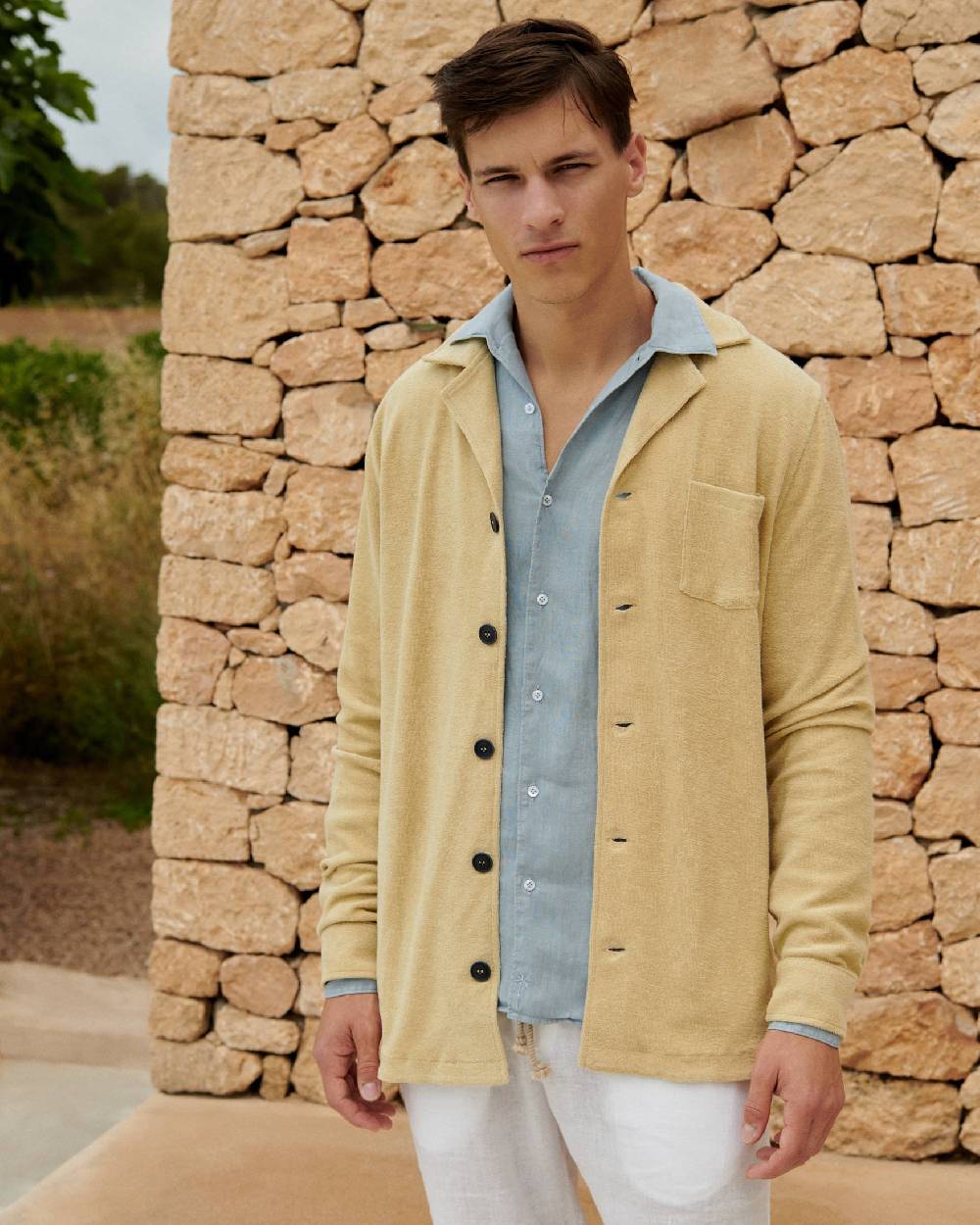 Manebí Organic Terry Cotton|Nicolo Shirt - Long Sleeves Sand Sostegno trimestrale