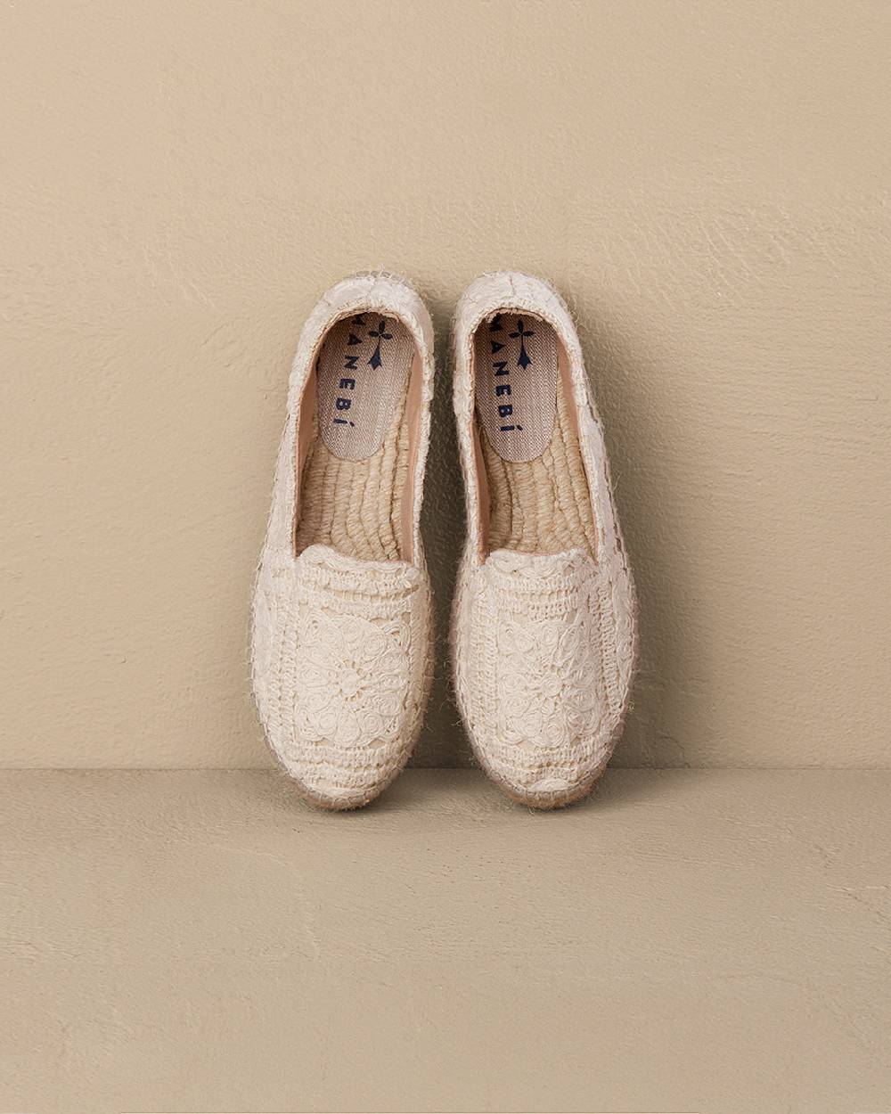 Manebí Cotton Crochet|Double Sole Espadrilles - Natural 50% di sconto per tempo limitato
