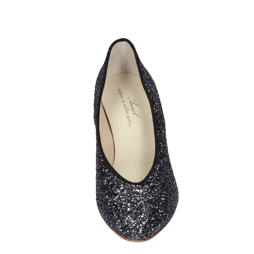 scarpe donna ANNIEL decollete nero glitter EX219 Italia