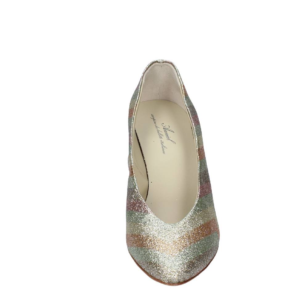 scarpe donna ANNIEL decollete oro glitter EY683 Nuovo