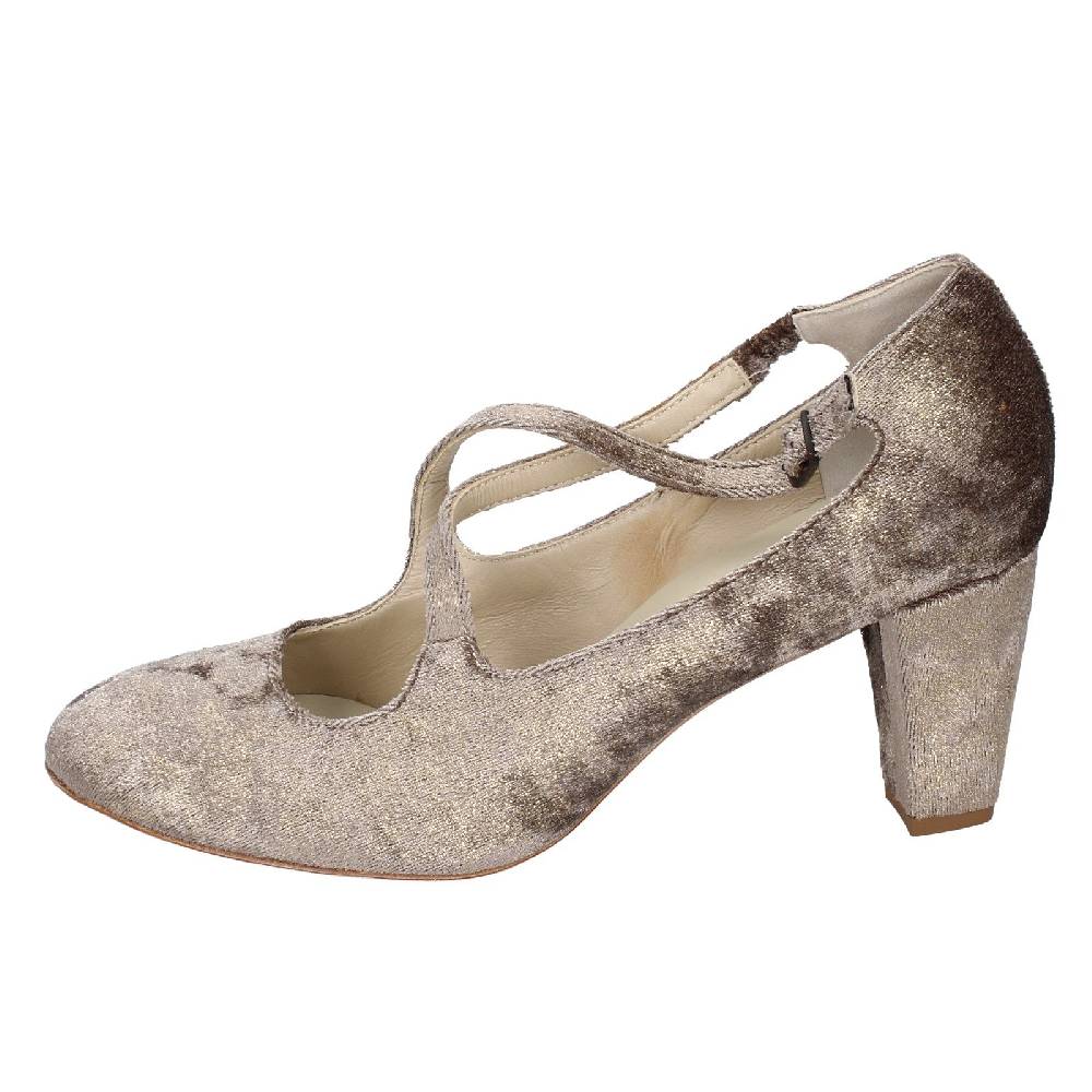 scarpe donna ANNIEL decollete beige velluto oro EX278 Vendita