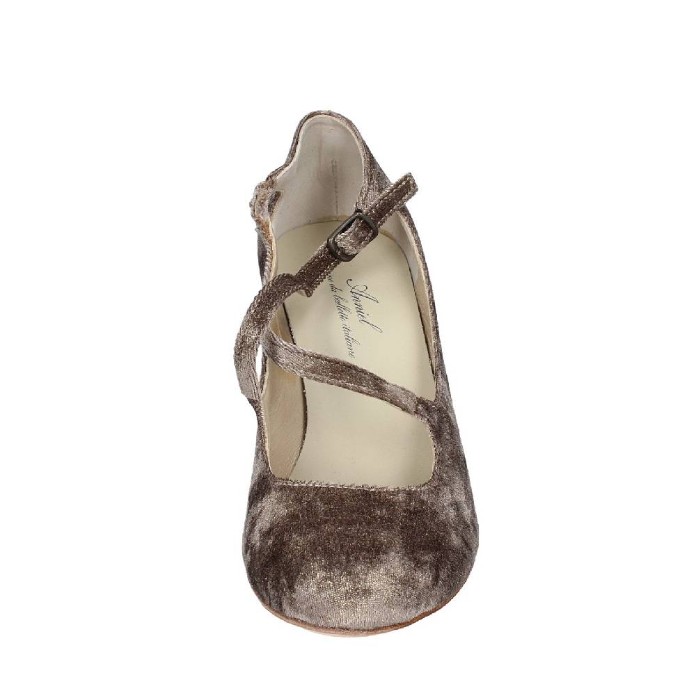 scarpe donna ANNIEL decollete beige velluto oro EX278 Vendita