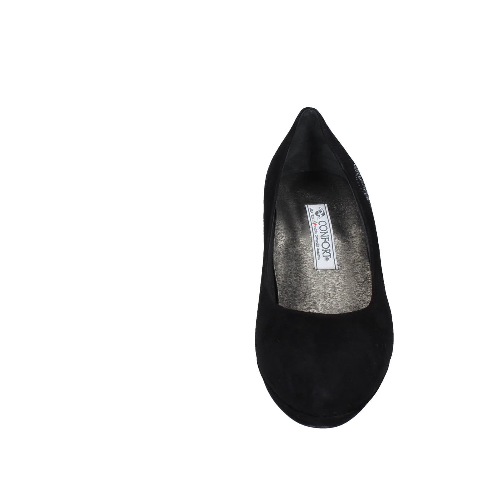 scarpe donna CONFORT decollete nero camoscio strass EZ354 Prezzo Ridotto