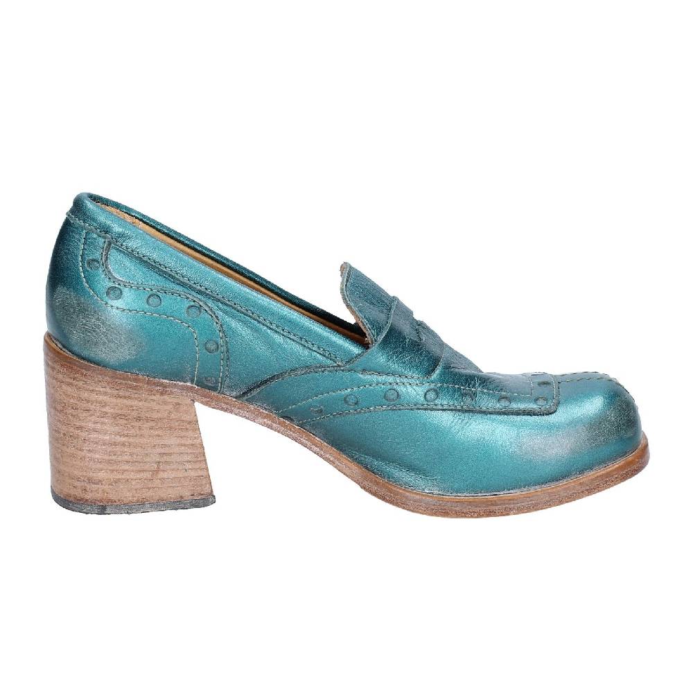 scarpe donna MOMA mocassini verde pelle 47406E VINTAGE EX447 Saldi Di Fabbrica