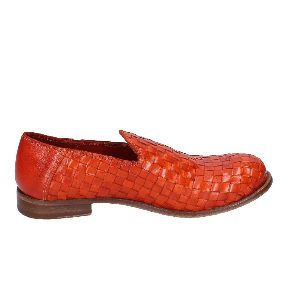scarpe donna MOMA mocassini arancione pelle marrone 39410F VINTAGE EX498 Moda