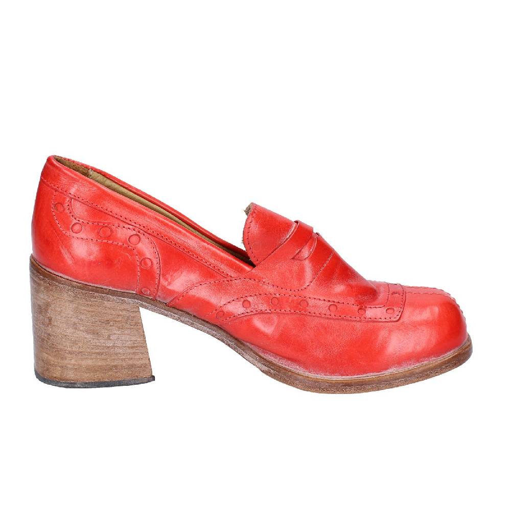 scarpe donna MOMA mocassini rosso pelle 47406E VINTAGE EX487 Italy