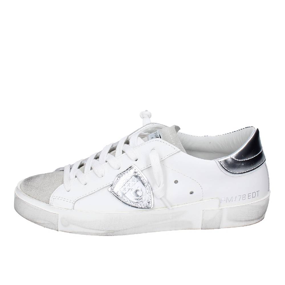 scarpe donna PHILIPPE MODEL sneakers bianco pelle beige camoscio VINTAGE EX353 Qualità