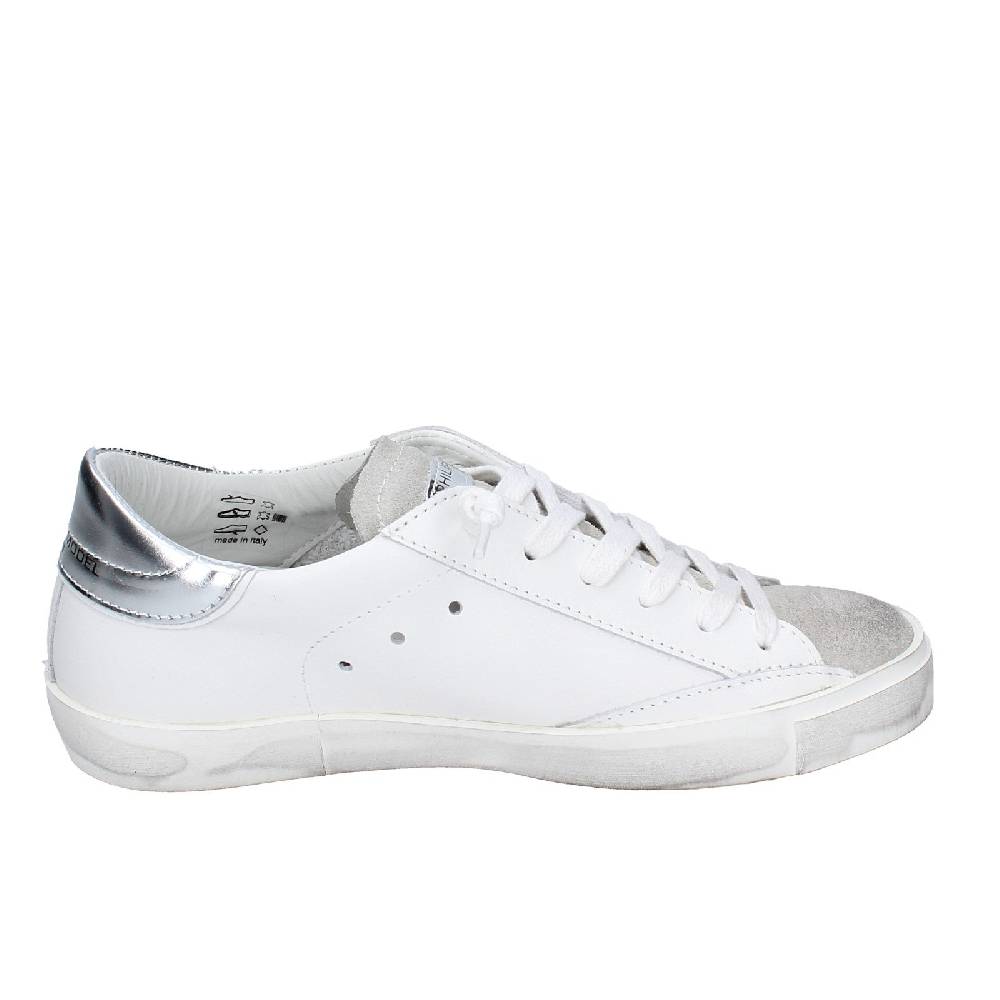 scarpe donna PHILIPPE MODEL sneakers bianco pelle beige camoscio VINTAGE EX353 Qualità