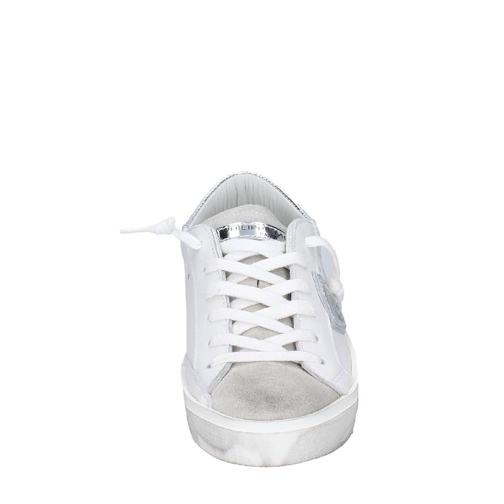 scarpe donna PHILIPPE MODEL sneakers bianco pelle beige camoscio VINTAGE EX353 Qualità