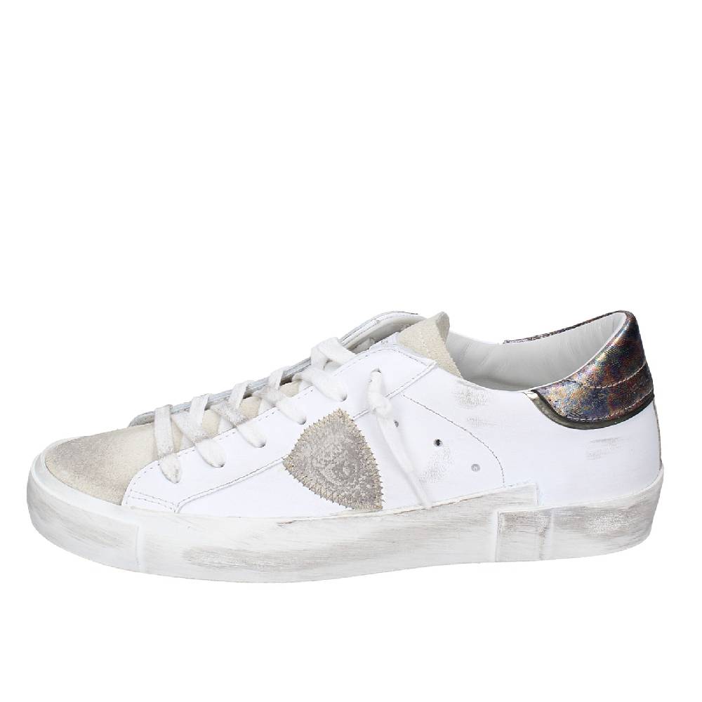 scarpe donna PHILIPPE MODEL sneakers bianco pelle beige camoscio VINTAGE EX352 Promozione