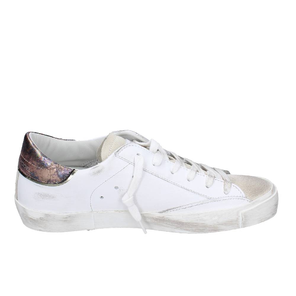 scarpe donna PHILIPPE MODEL sneakers bianco pelle beige camoscio VINTAGE EX352 Promozione