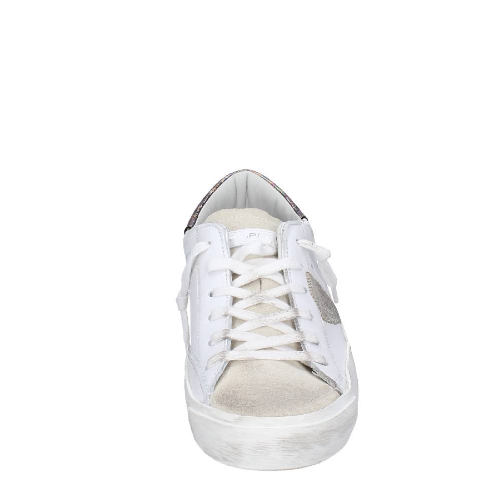 scarpe donna PHILIPPE MODEL sneakers bianco pelle beige camoscio VINTAGE EX352 Promozione