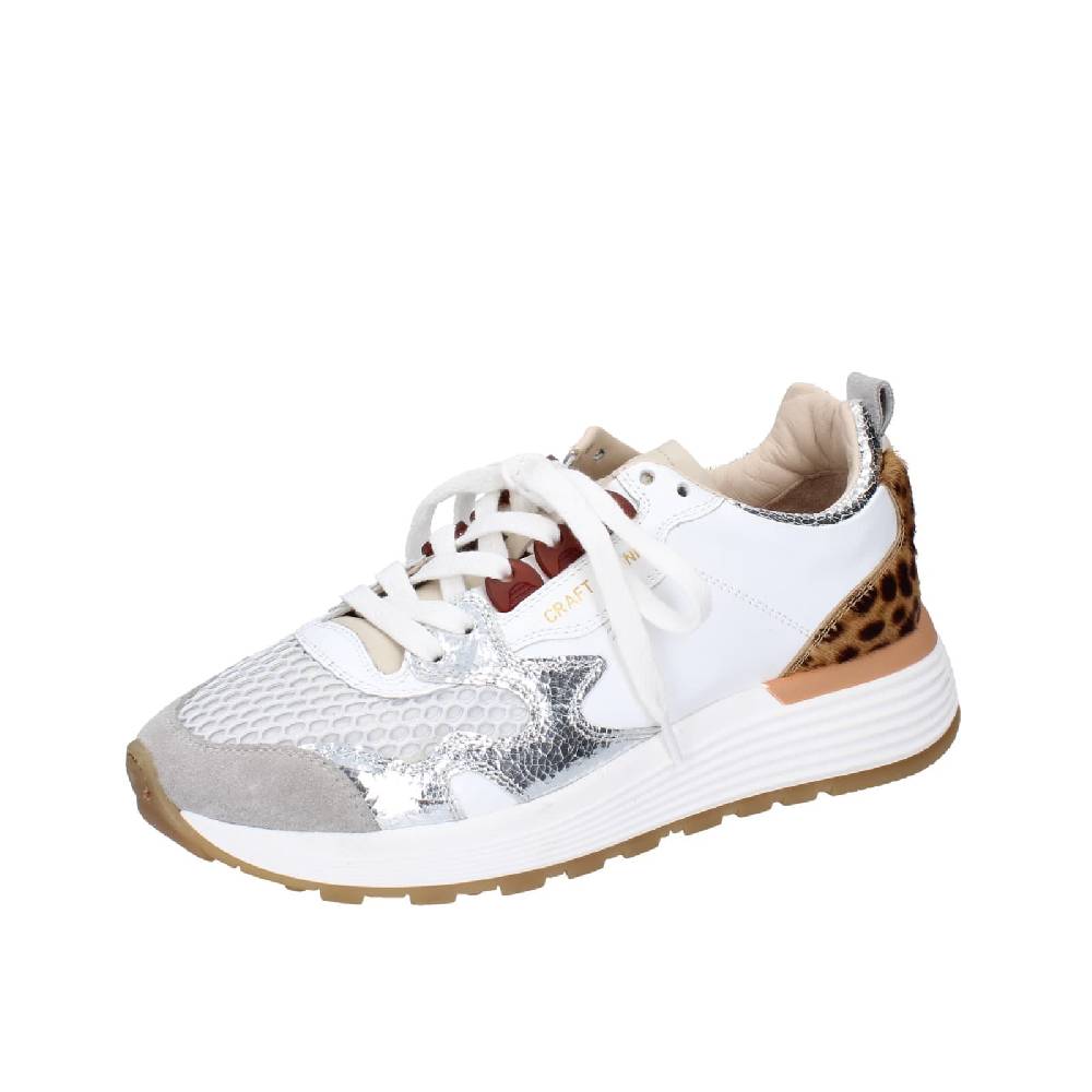 scarpe donna MOMA sneakers bianco pelle argento tessuto 3AS401-CR5 EZ858 Qualità Garantita
