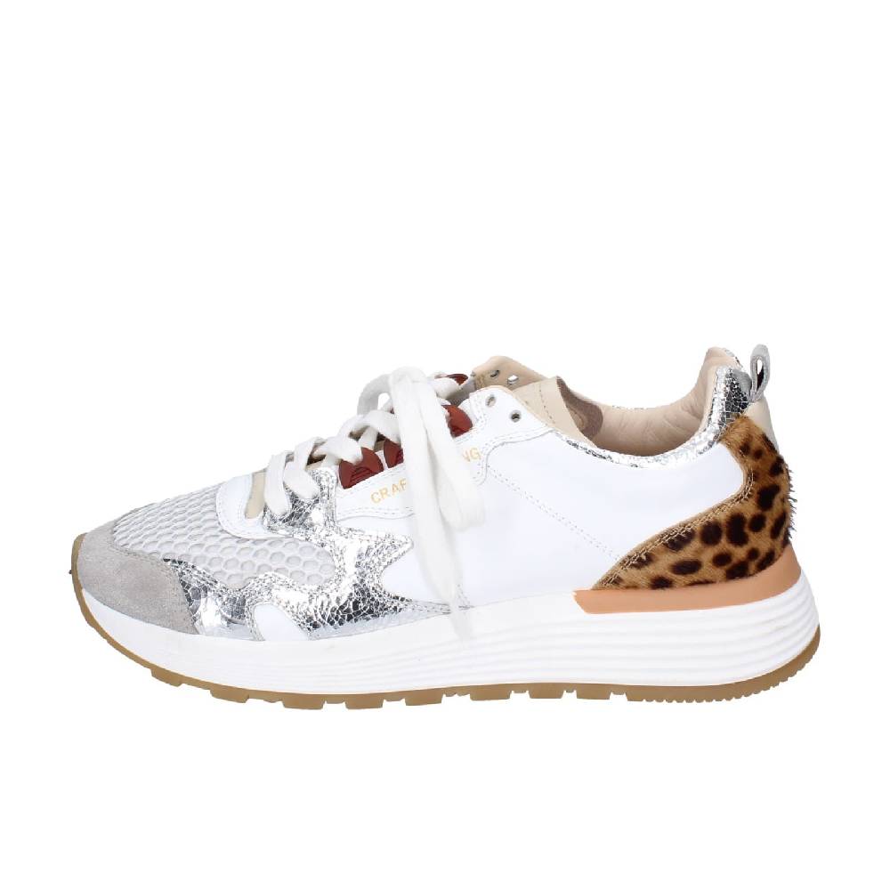 scarpe donna MOMA sneakers bianco pelle argento tessuto 3AS401-CR5 EZ858 Qualità Garantita