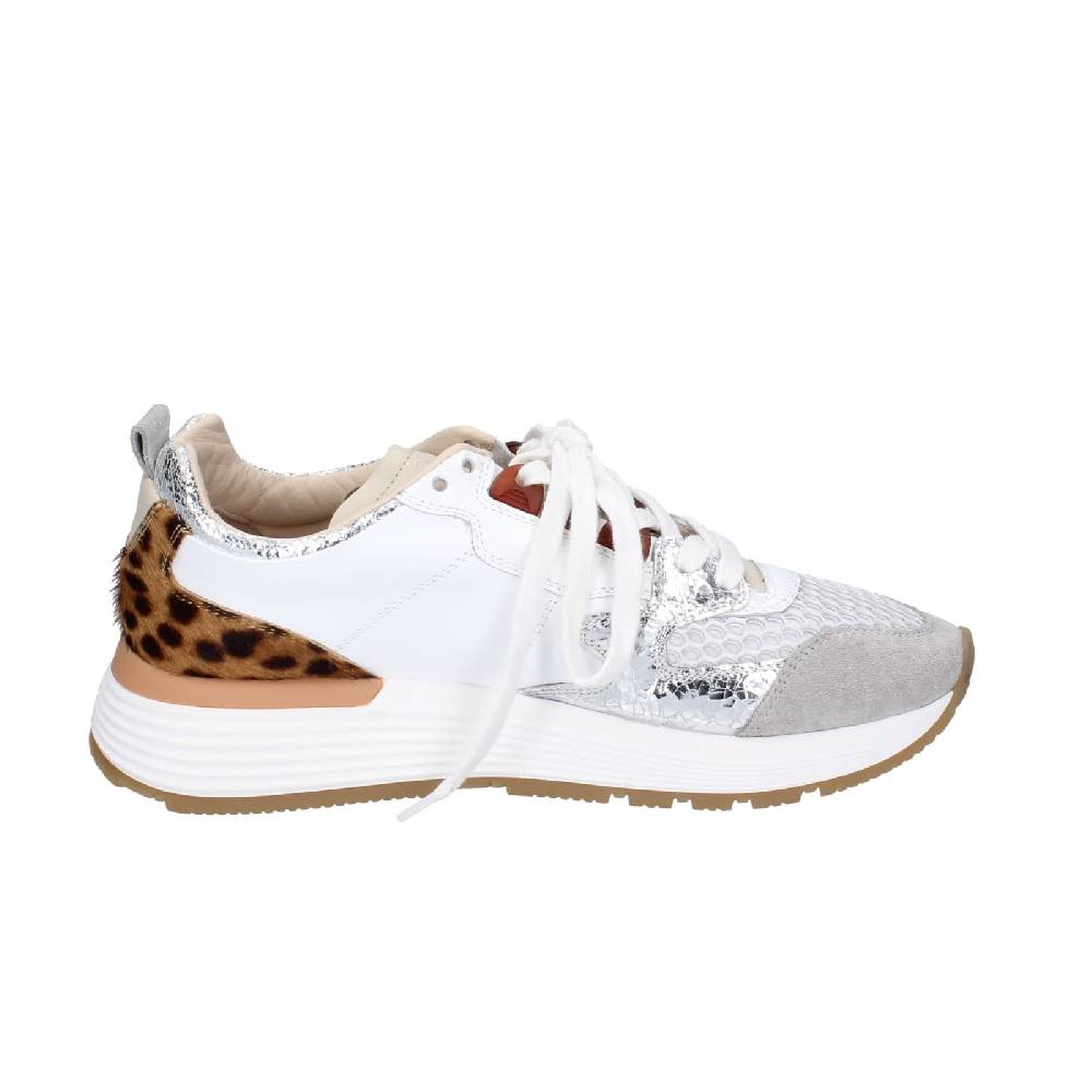 scarpe donna MOMA sneakers bianco pelle argento tessuto 3AS401-CR5 EZ858 Qualità Garantita