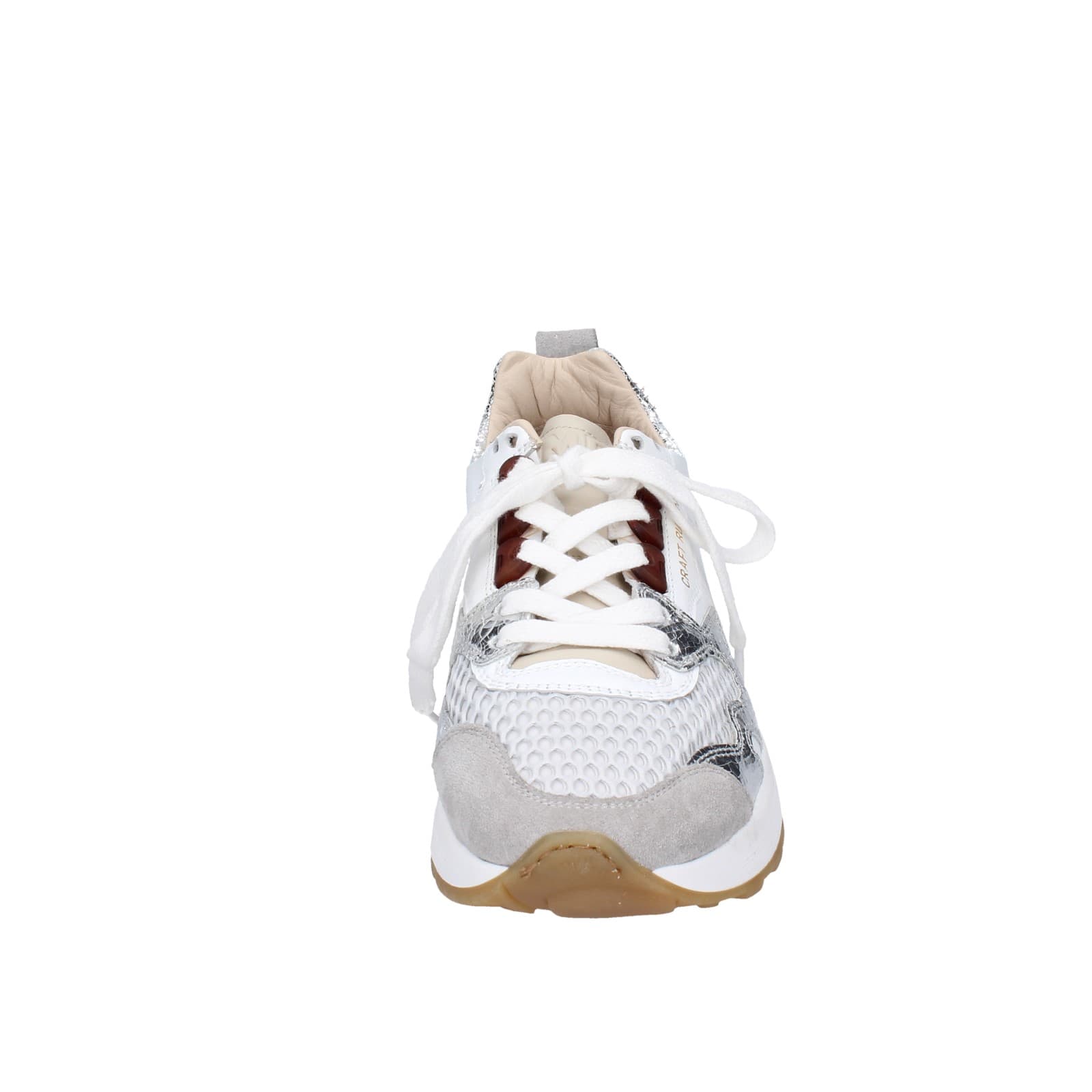 scarpe donna MOMA sneakers bianco pelle argento tessuto 3AS401-CR5 EZ858 Qualità Garantita