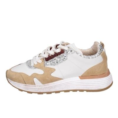 scarpe donna MOMA sneakers marrone pelle beige glitter 3AS401-CR1 BC65 Negozi Online