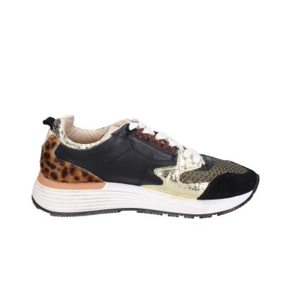 scarpe donna MOMA sneakers nero pelle oro tessuto 3AS401-CR17 BC801 Acquista Ora